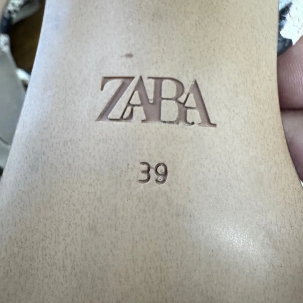 Zara Faux Leather Snake Print Heeled Sandals - Picture 8 of 10